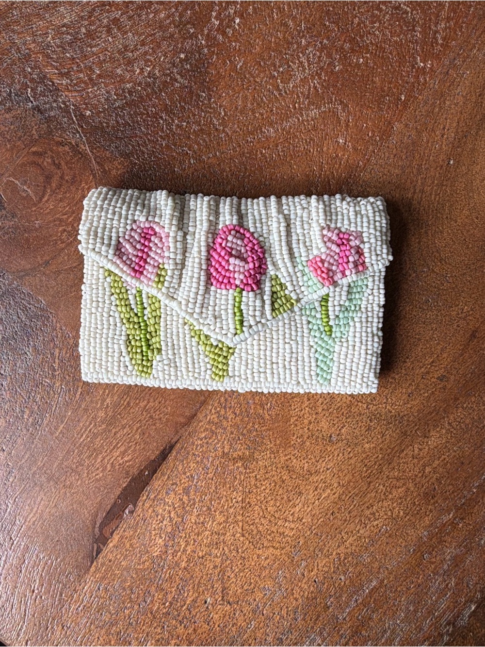 VIRAL Sol and Mer Beaded Bag Tulip Floral Envelope Card Holder